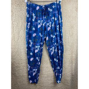 Carisma Women's Sz L Dark Teal Floral Print PJ Lounge Pants